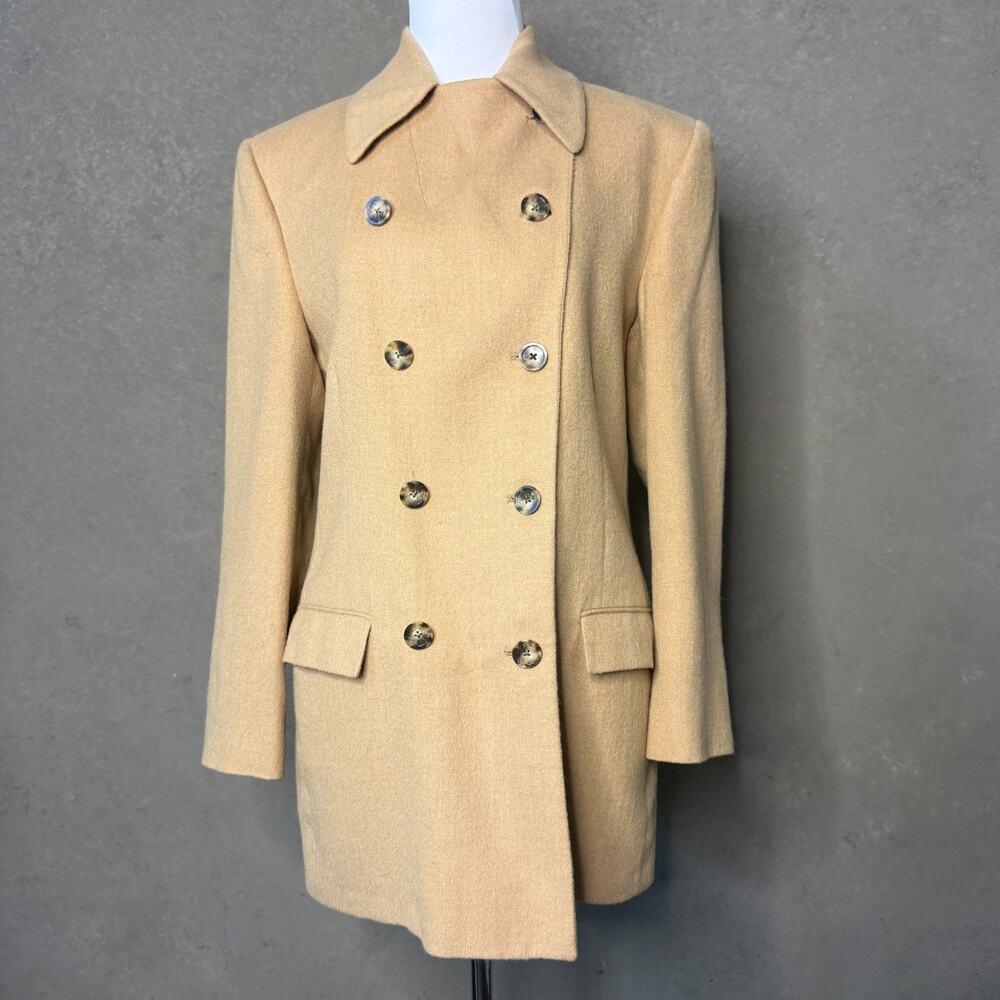 Pietrafesa 100% Camel Hair Coat Loro Piana Fabric Double Breasted Notch